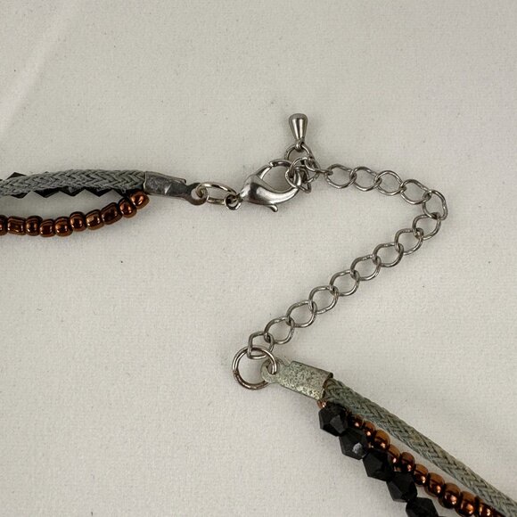 Handcrafted Glass Pendant Necklace Beaded Braided Cord Design Adjustable 21" - Picture 7 of 10